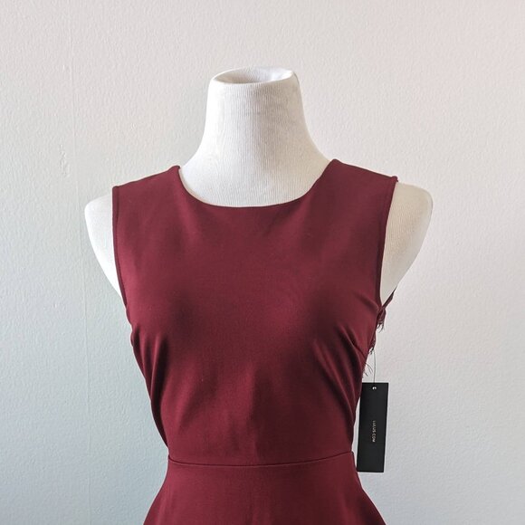 Wine Red and Lace Fit & Flare Dress NWT - Picture 2 of 7